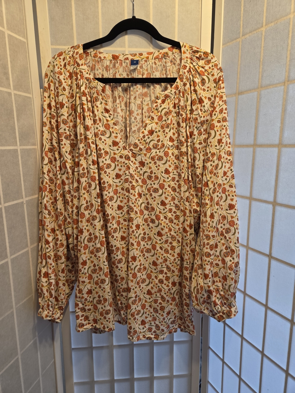 Old Navy White Tunic with Orange Paisley Print 4X